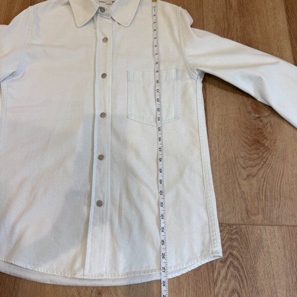 VINCE Twill Snap-Front pale blue denim Overshirt TOP size XS - Picture 7 of 13